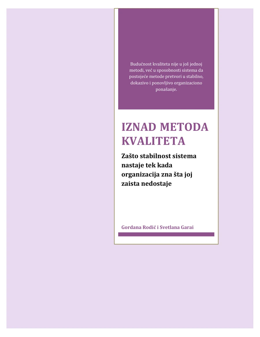 Naslovna strana stručnog dokumenta Iznad metoda kvaliteta v3
